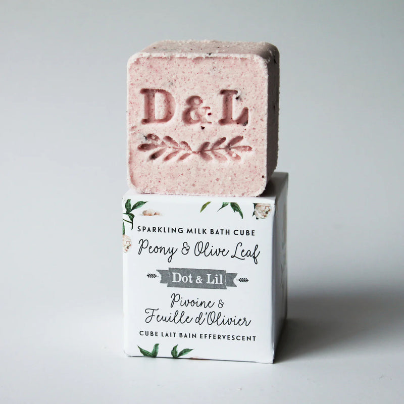 Cube lait bain effervescent Pivoine & Feuille d'Olivier